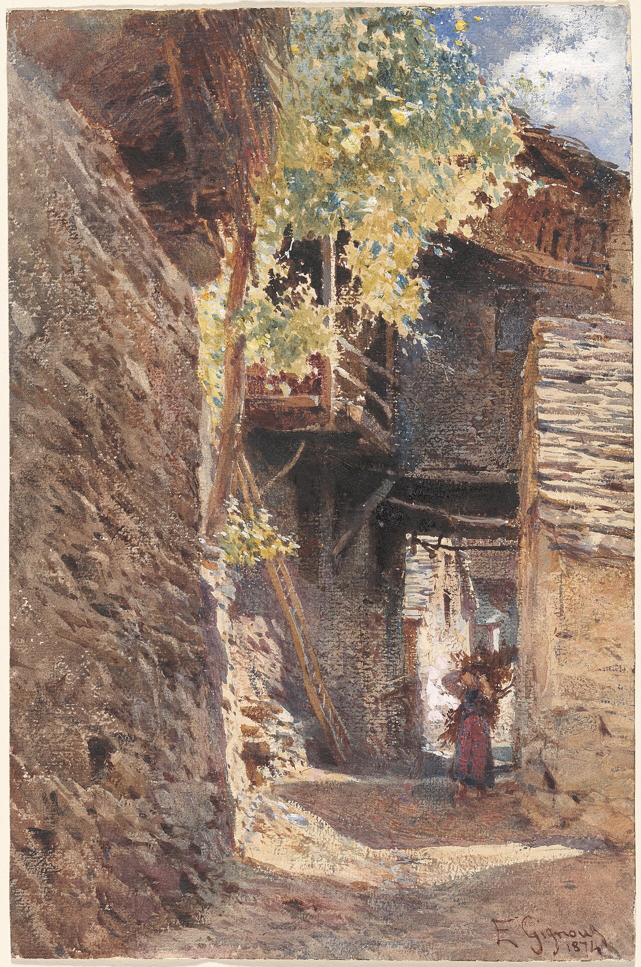 A Village Street in Northern Italy by Eugenio Gignous