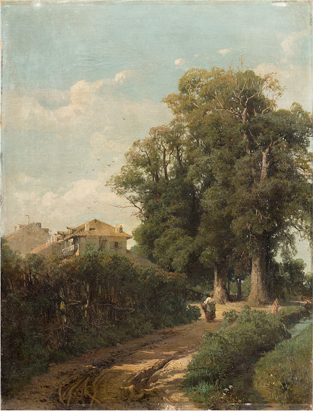 The Environs of Milan – Washerwomen at the Magolfa – The Magolfa Canal by Eugenio Gignous