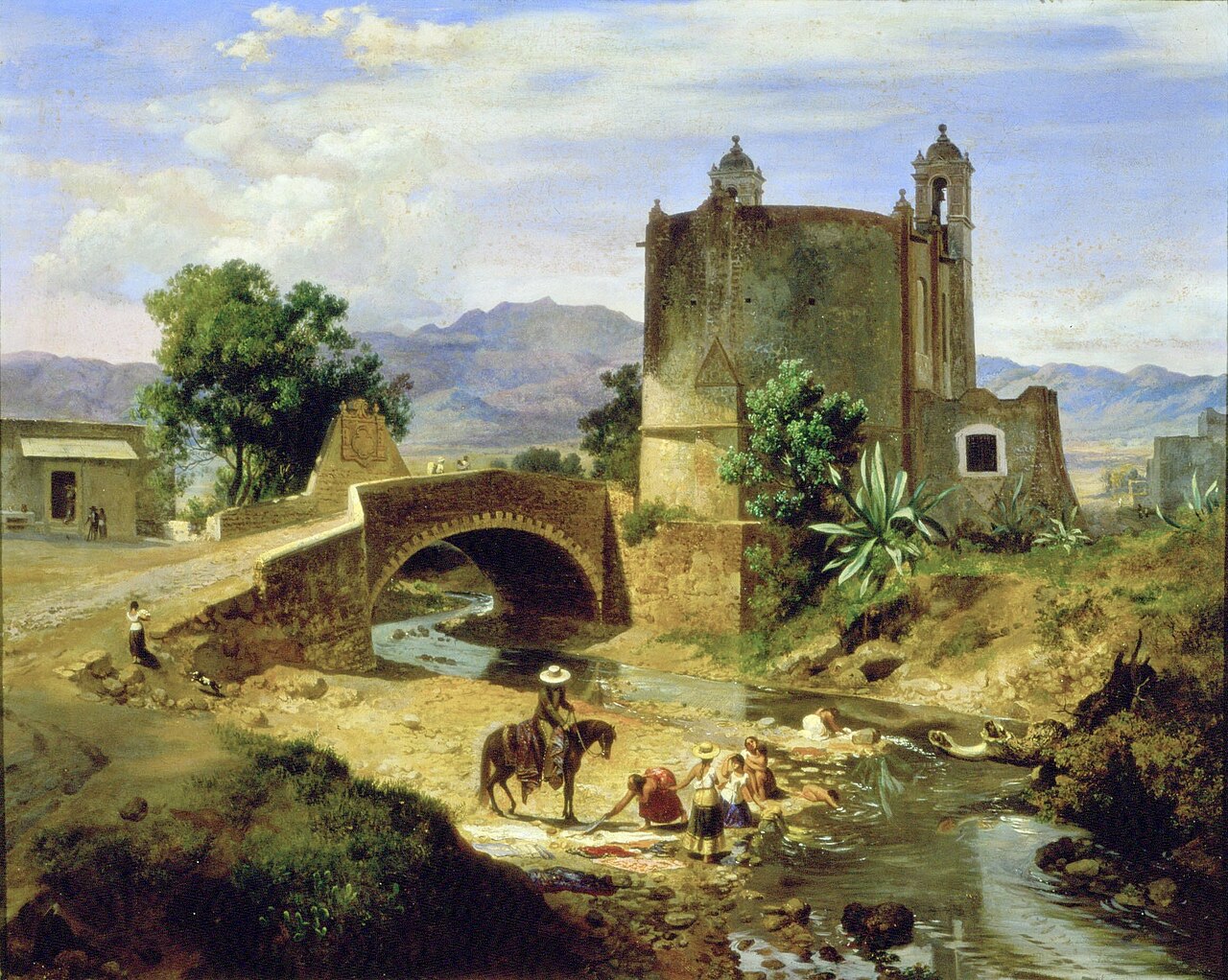 El puente de san Antonio en el camino de San Ángel, junto a Panzacola by Eugenio Landesio pta