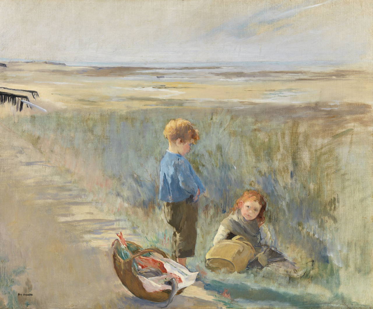 Children on the Sand Dunes, Grandcamp by Eva Gonzalès