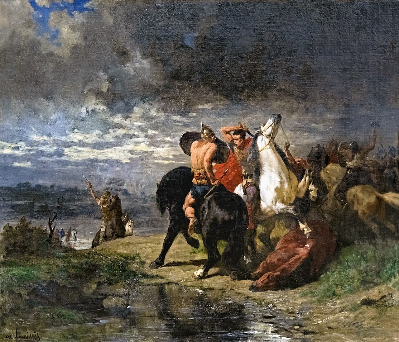Combat de Romains et de Gaulois by Évariste-Vital Luminais