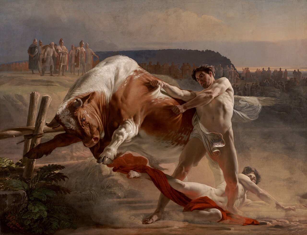 Ian Usmovets Stopping an Angry Bull by Evgraf Semenovich Sorokin