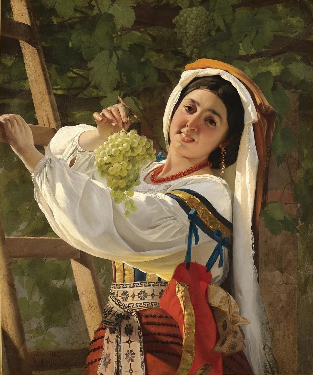 Laughing Italian girl by Evgraf Semenovich Sorokin