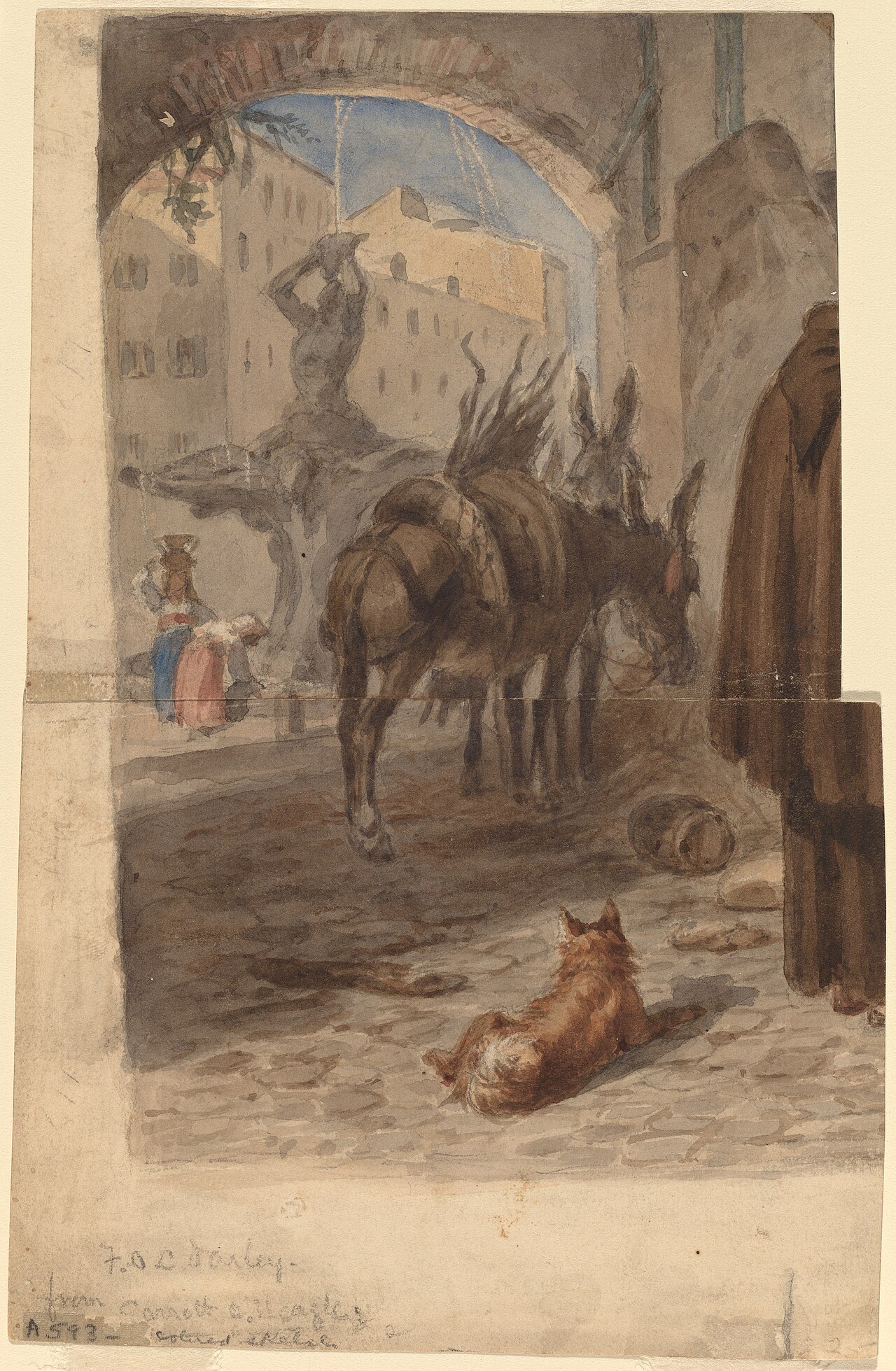 Bernini Fountain, Rome [recto] by F. O. C. Darley