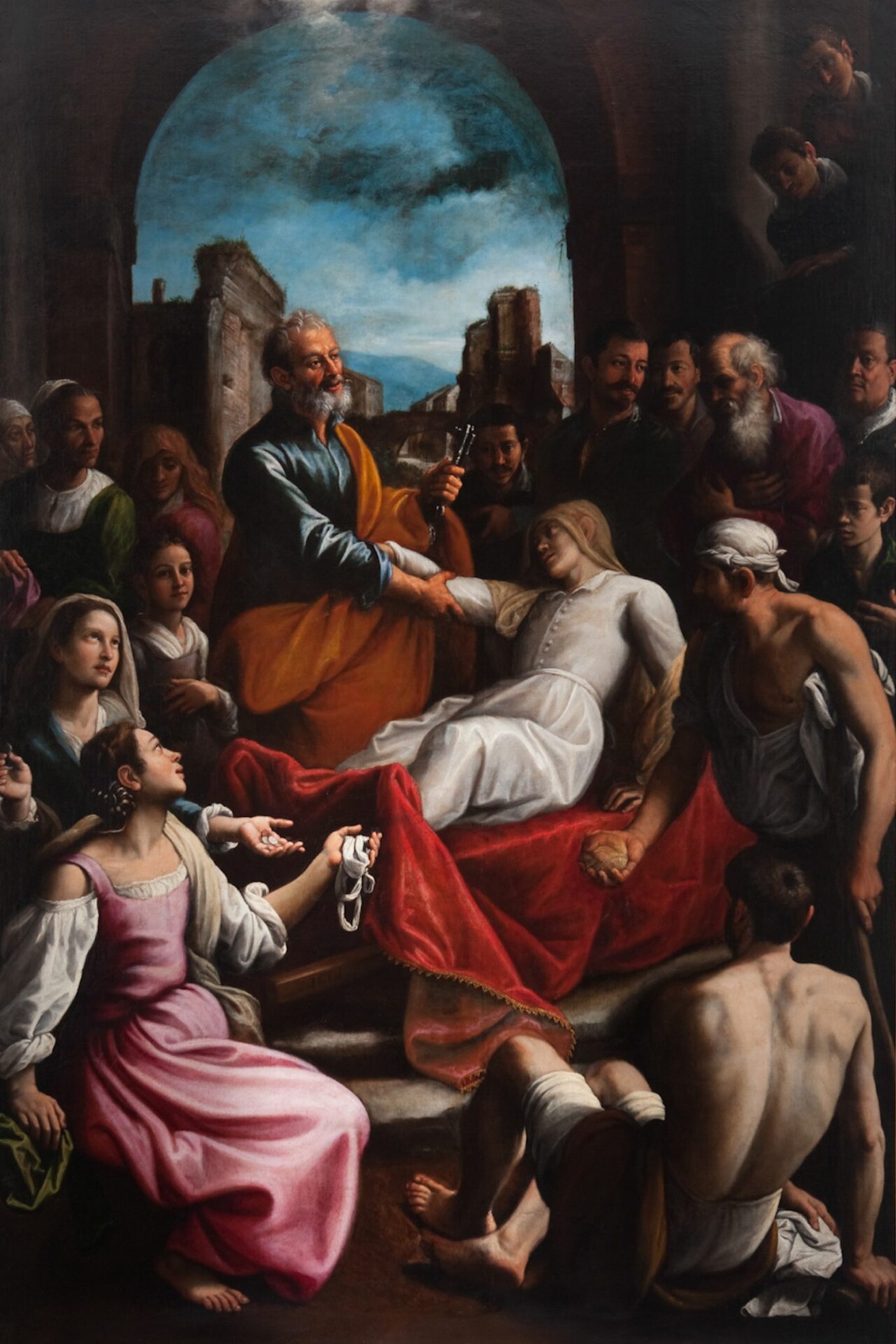 Saint Peter raises Tabitha by Fabrizio Santafede