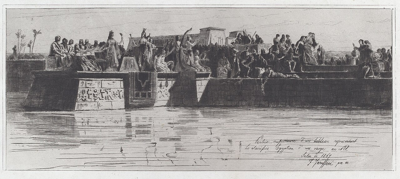 Partie supérieure d’un tableau représentant le sacrifice Egyptien d’une vierge au Nil [The Upper Part of a Painting Representing the Egyptian Sacrifice of a Virgin to the Nile] by Federico Faruffini