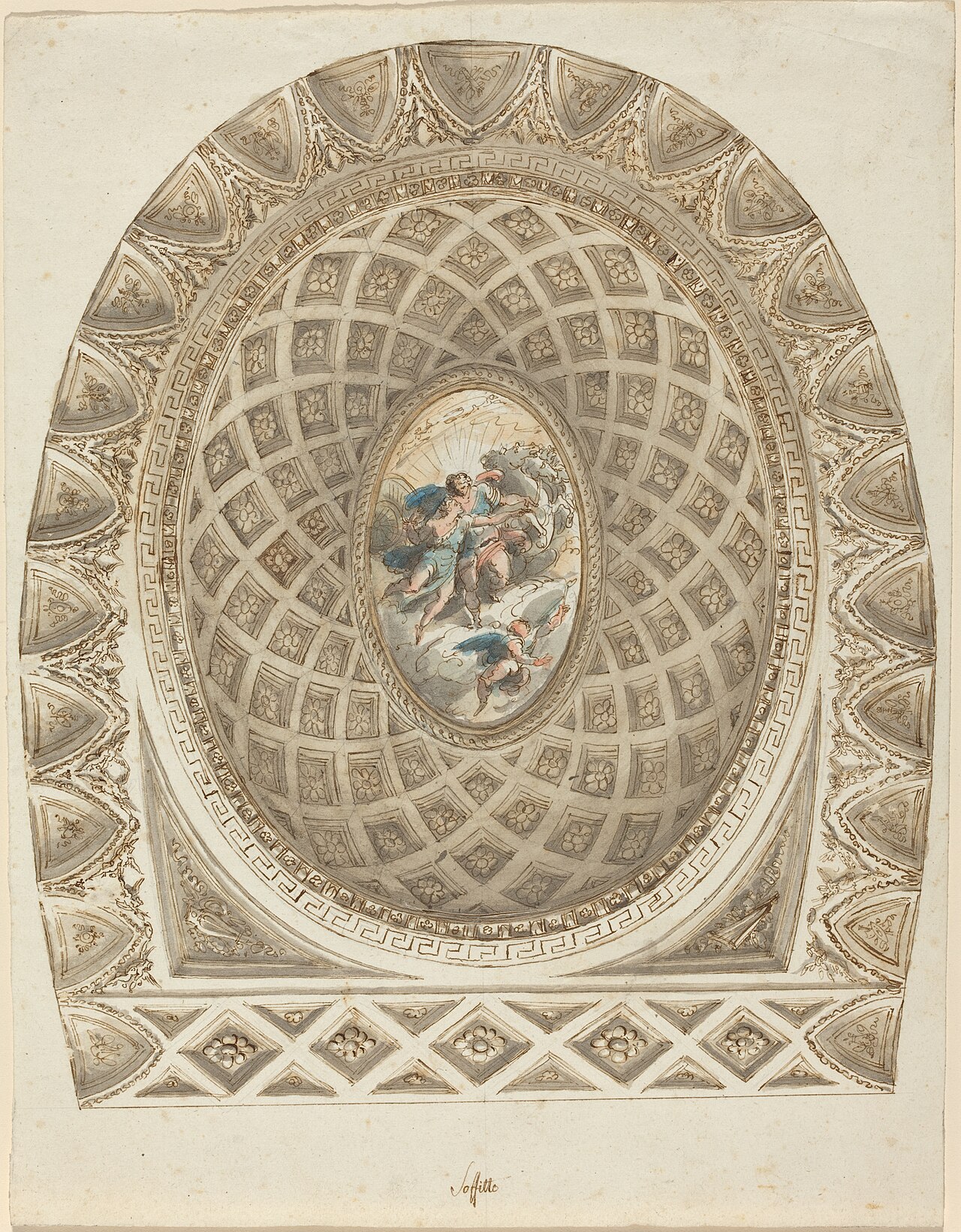 A Coffered Dome with Apollo and Phaeton by Felice Giani