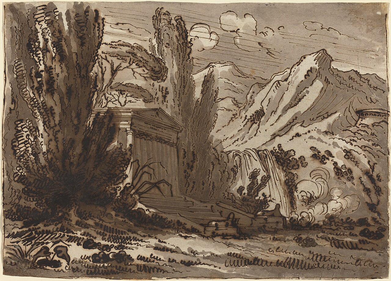 Mountainous Landscape with Classical Temple by Felice Giani