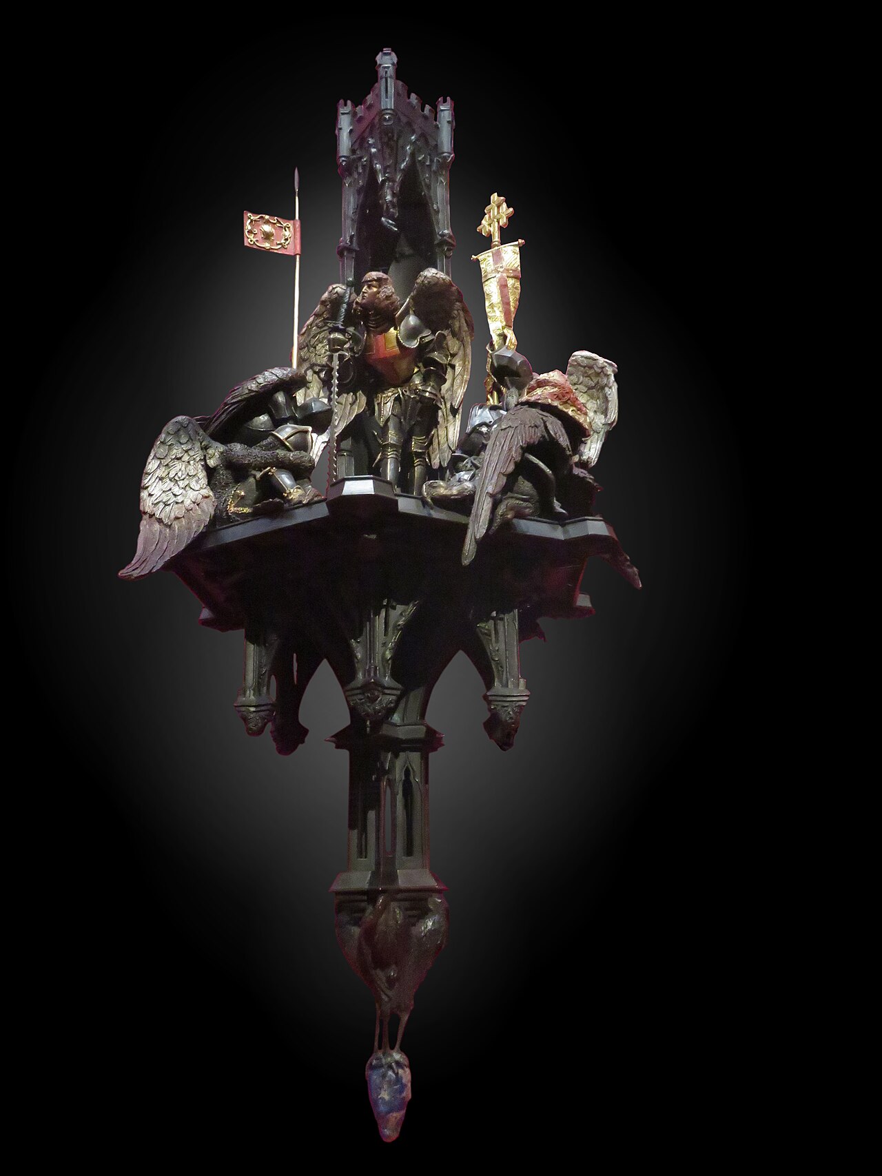 Lamp with sculpture of St Michael by Félicie de Fauveau