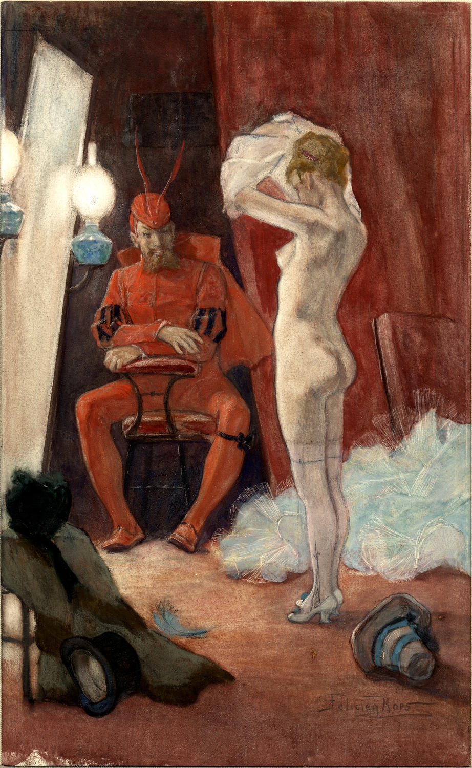 In the wings by Félicien Rops