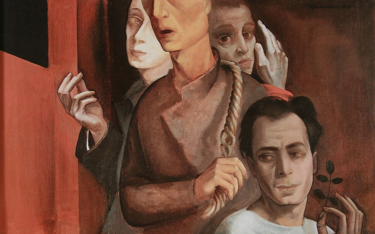 Self-Portrait in a Shroud (Group picture) by Felix Nussbaum