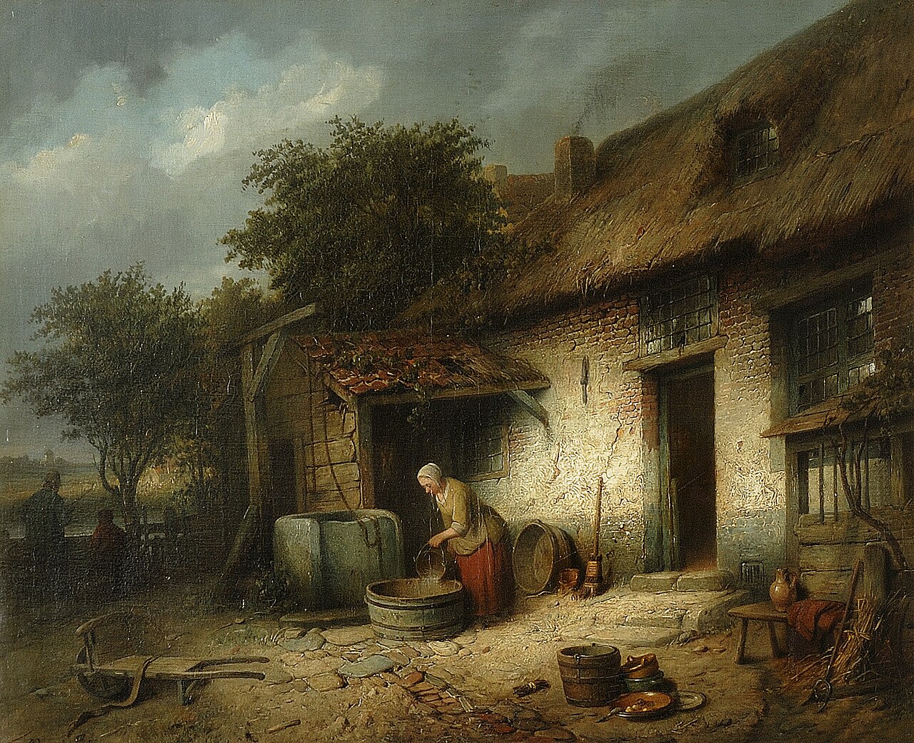 a farmhouse by Ferdinand de Braekeleer the Elder