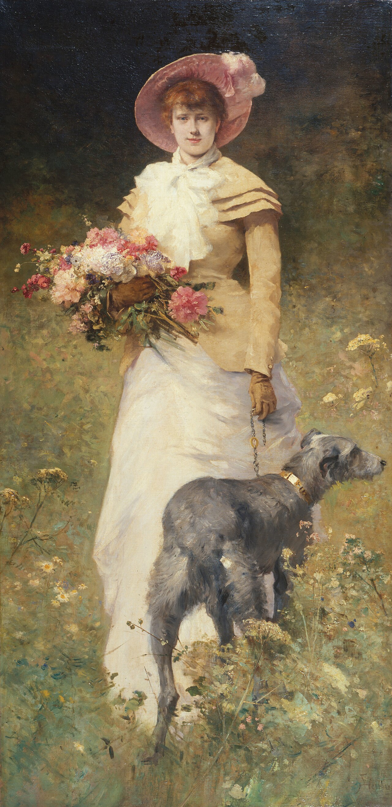 Woman with Dog by Ferdinand Heilbuth