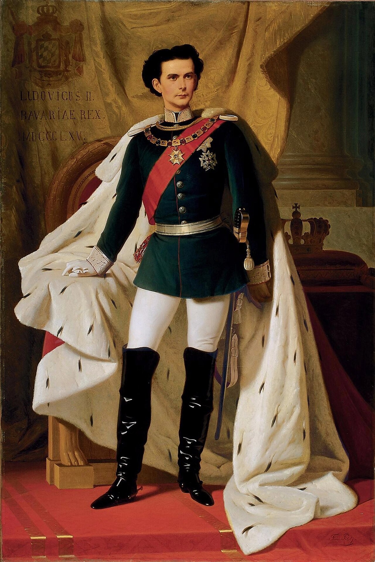 Ludwig II of Bavaria in generals' uniform and coronation mantle by Ferdinand von Piloty