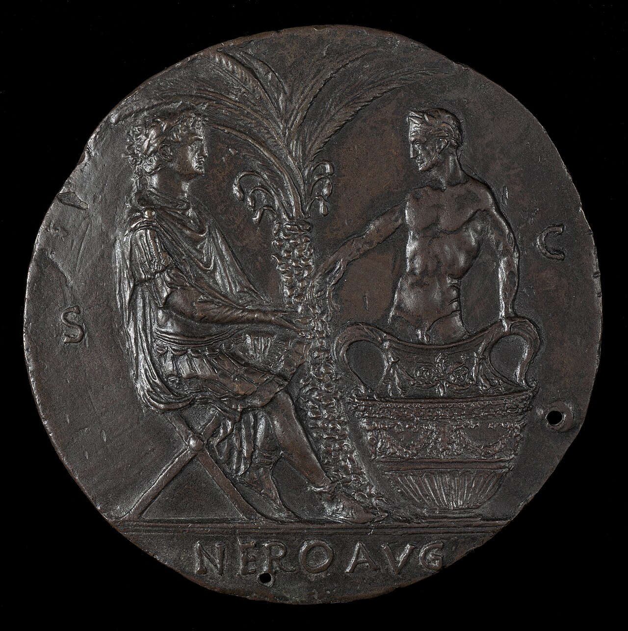 Nero, Laureate, Seated Under Palm Tree [reverse] by Filarete