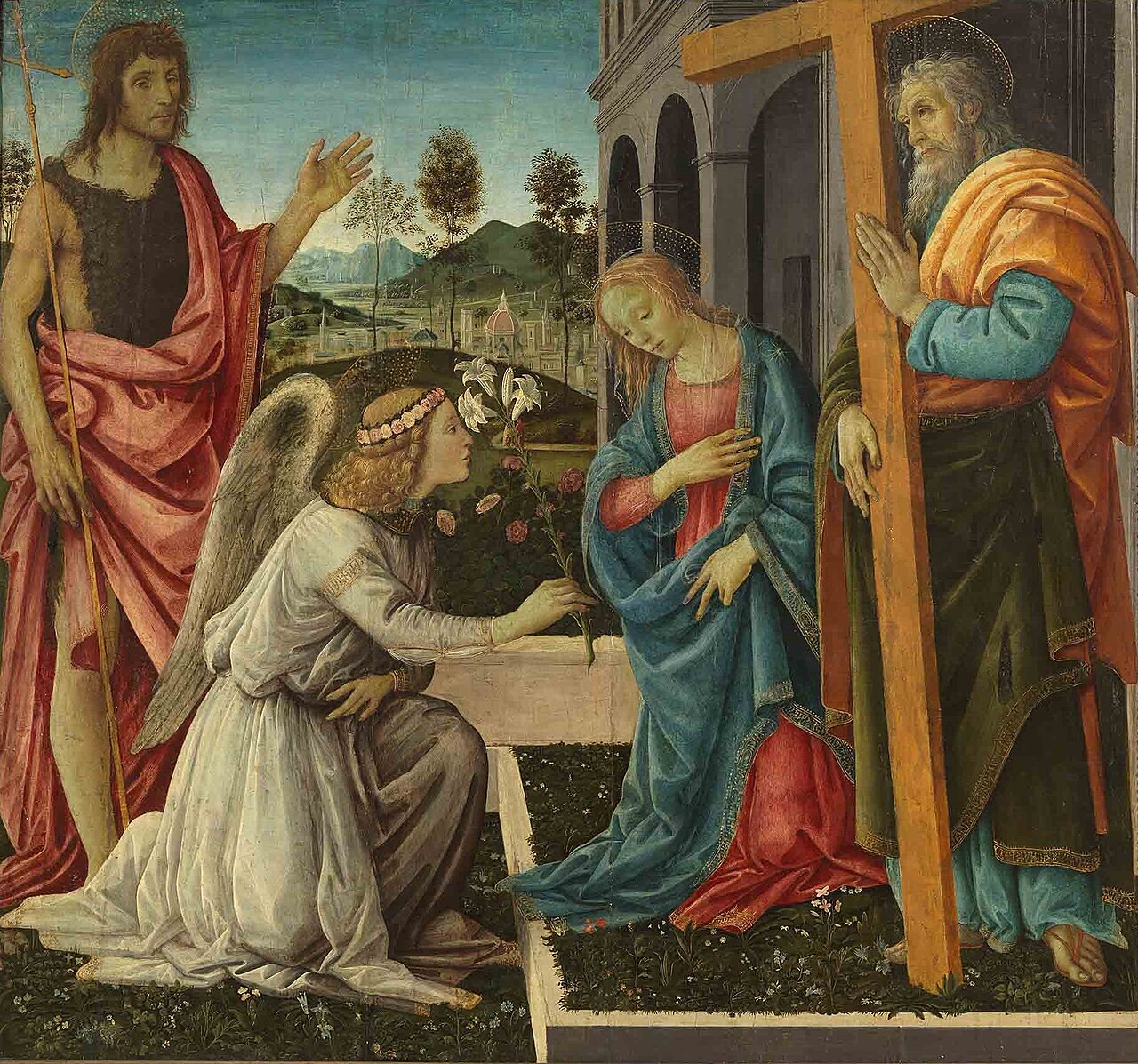 Annunciation with Saints John the Baptist and Andrew by Filippino Lippi