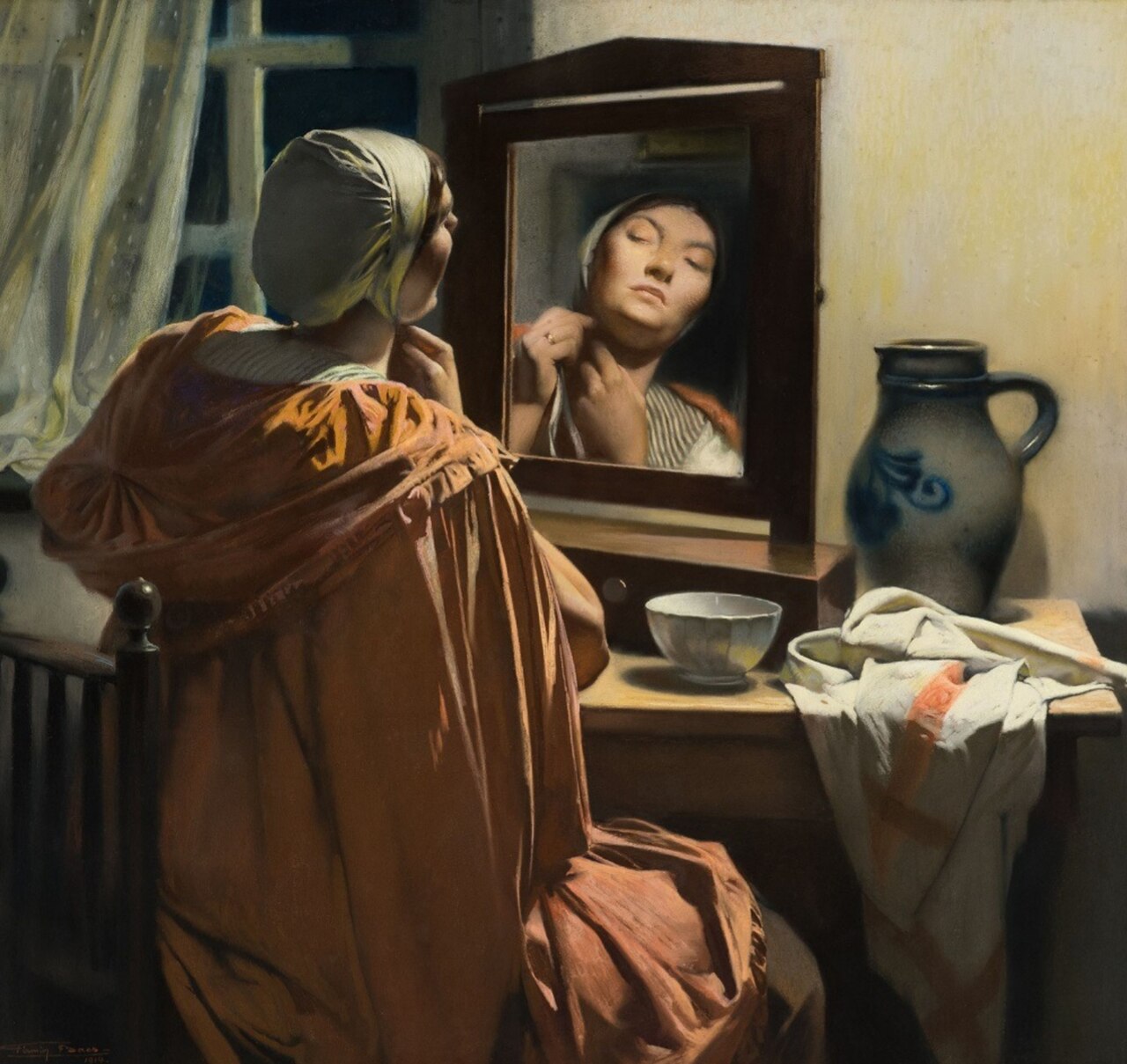 Woman at her toilet by Firmin Baes