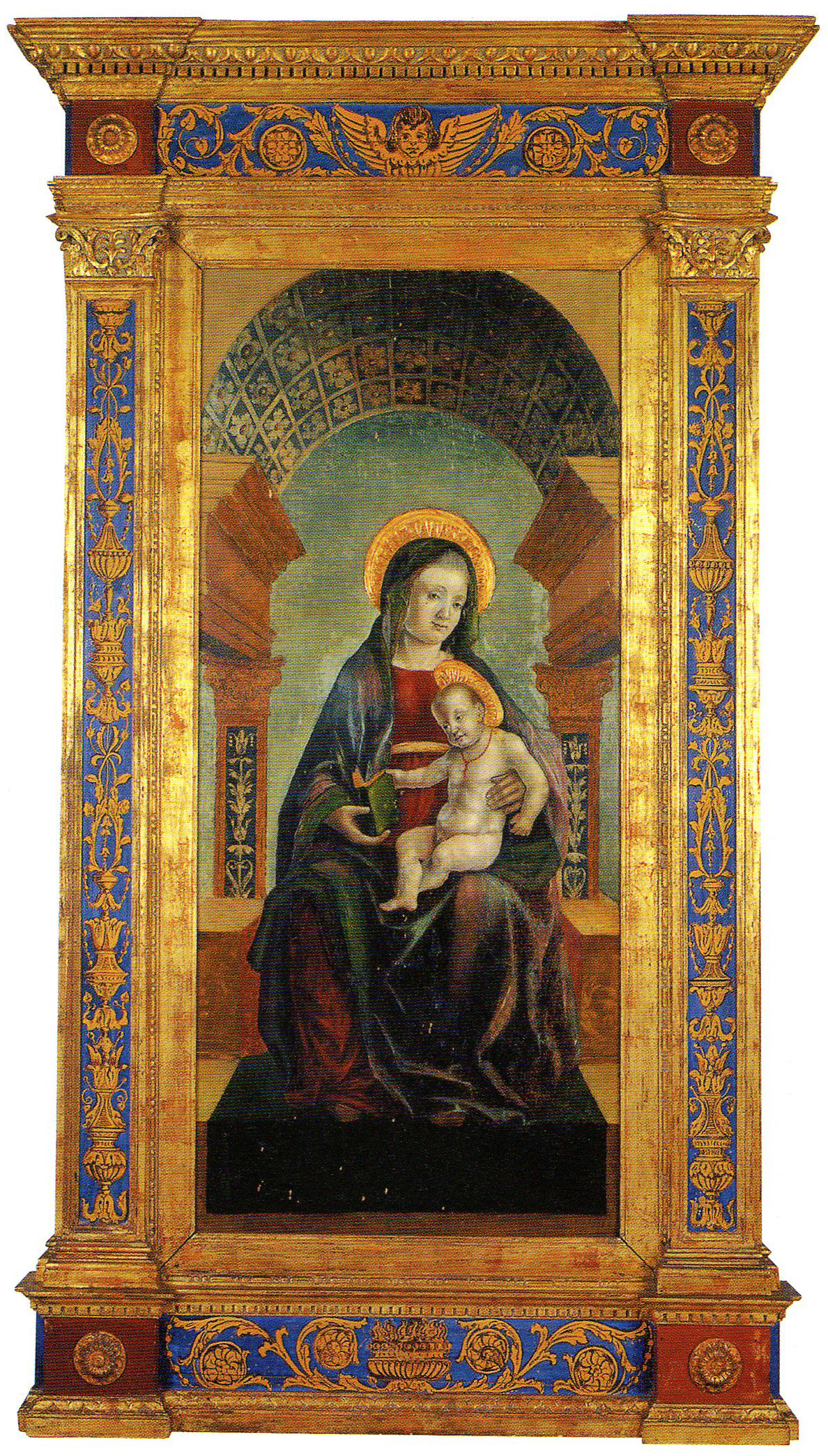 Madonna enthroned with child by Floriano Ferramola