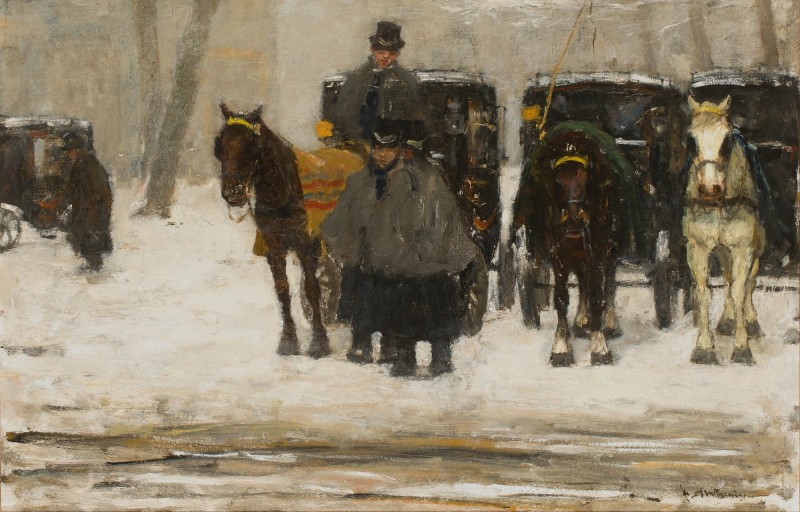 Huurrijtuigen- Carriages In The Snow, The Hague by Floris Arntzenius