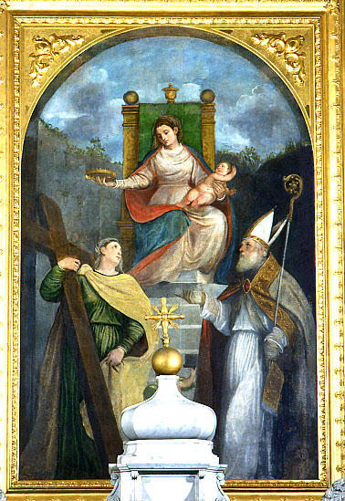 Madonna and Child with Saints Helena of Constantinople and Titian by Francesco Beccaruzzi