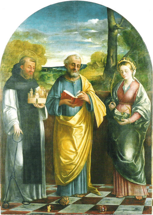 Saint Mark between Saints Leonard and Catherine by Francesco Beccaruzzi