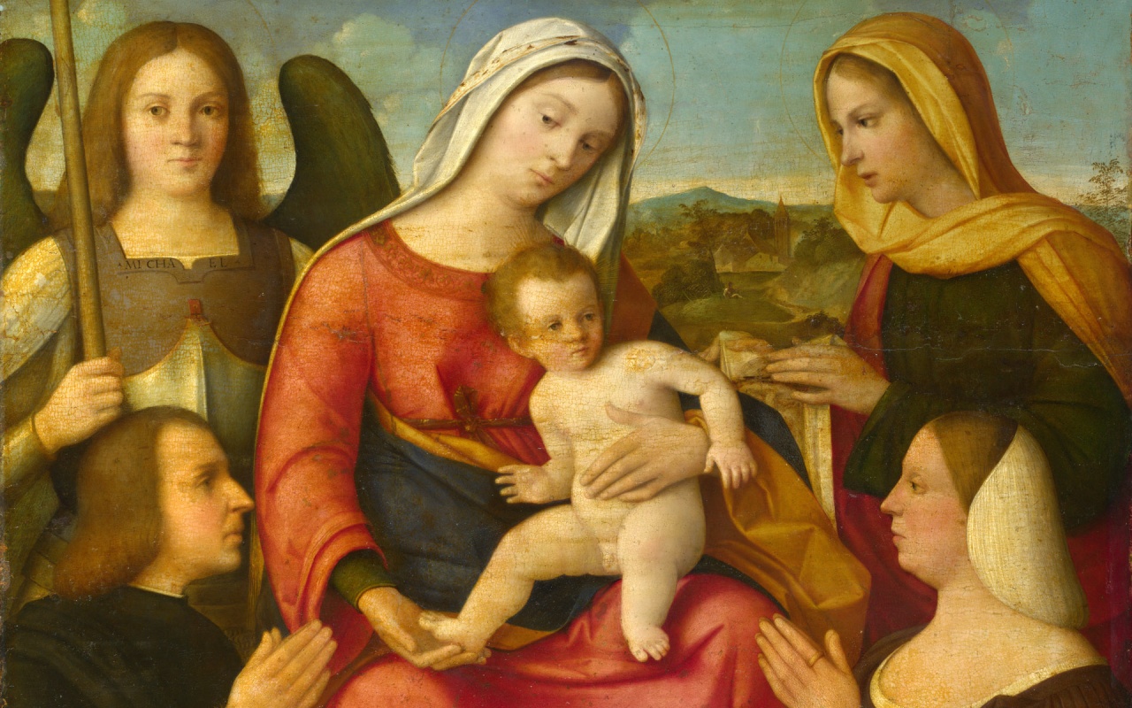 The Virgin and Child with Saints and Donors by Francesco Bissolo