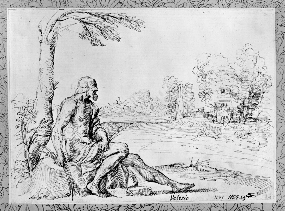 Man resting in a landscape setting by Francesco Brizio
