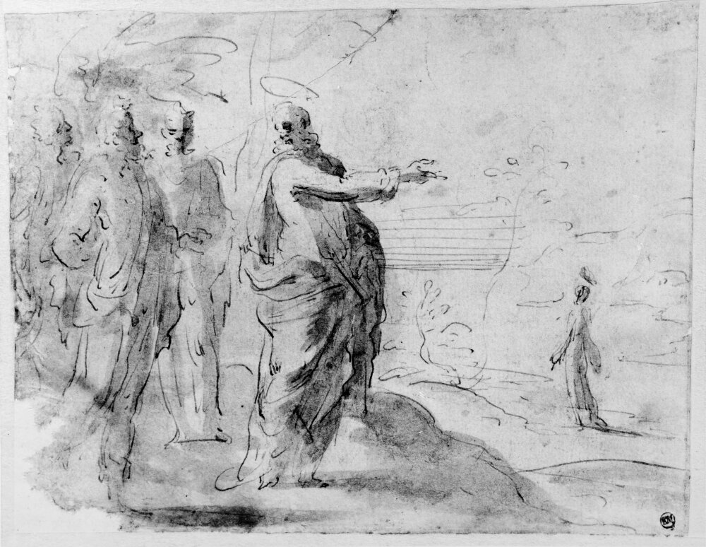 Christ speaking to three Apostles by Francesco Curia