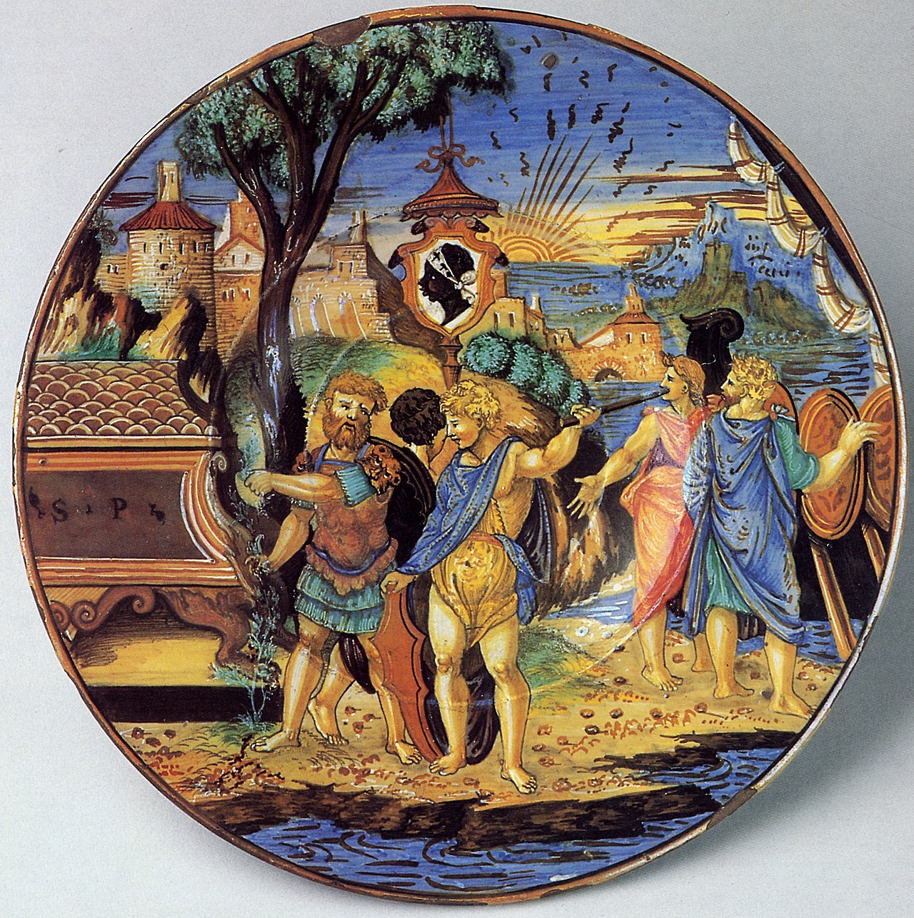 Plate (piatto): The story of Aeneas by Francesco Xanto Avelli