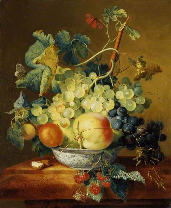 A Dish of Fruit by Francina Margaretha van Huysum