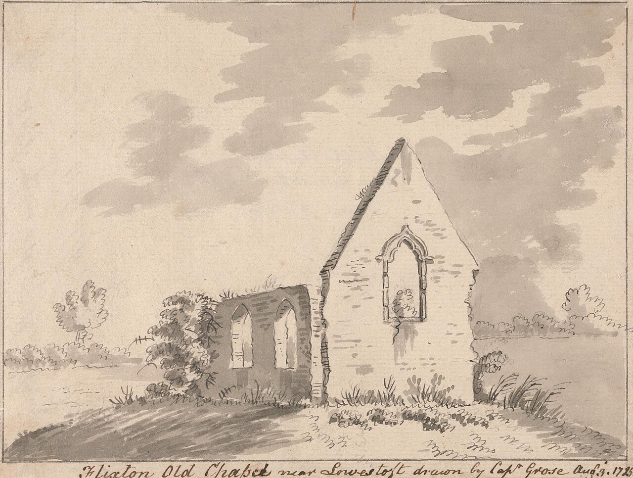 Folio of Views in Norfolk and Suffolk Flixton Old Chapel, near Lowestoft, Suffolk by Francis Grose