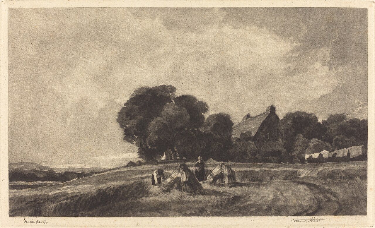 Cottage and Harvesters by Francis Job Short