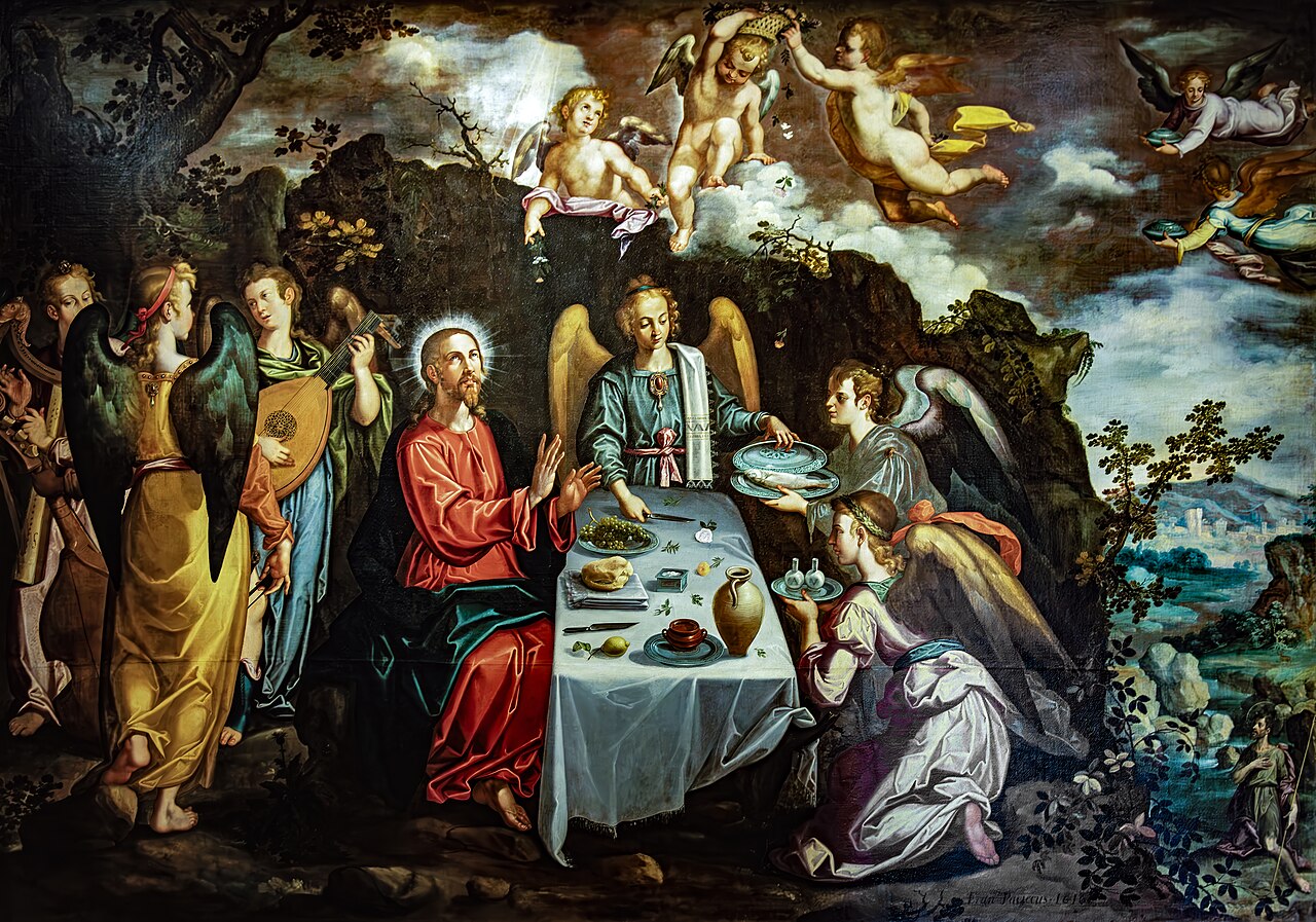 Le Christ servi par les anges dans le désert by Francisco Pacheco