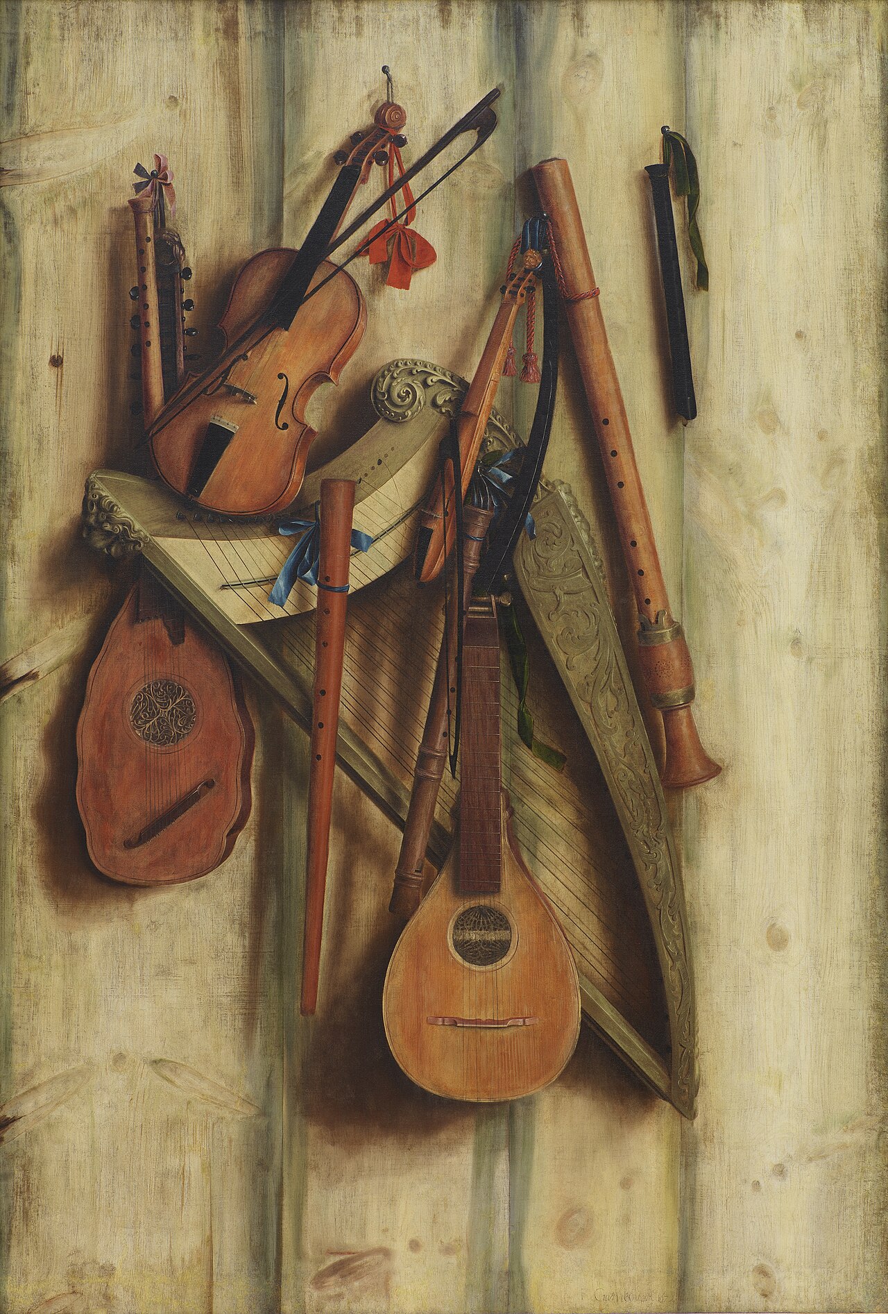 Board Partition with Musical Instruments. Trompe l'oeil by Franciscus Gijsbrechts