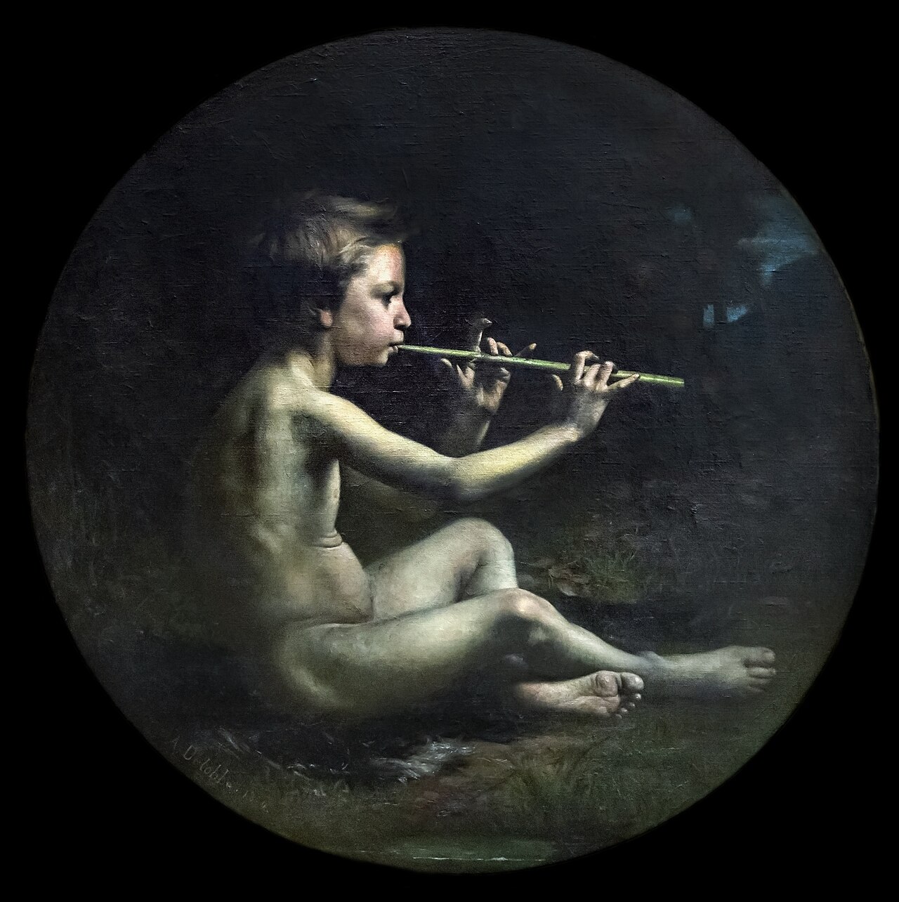 The Pastoral Flute Player by François-Alfred Delobbe