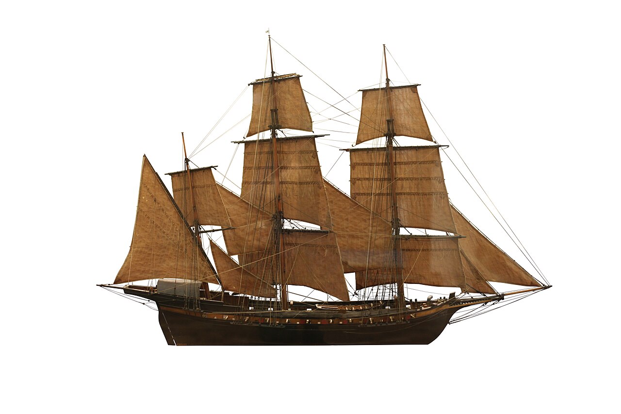 Scale model of a 22-gun square-rigged xebec-MnM 13 MG 15 by François-Edmond Pâris