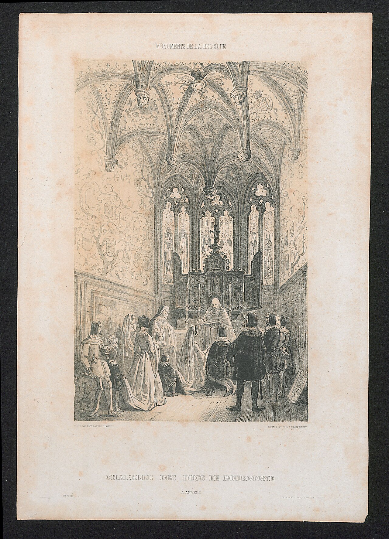 Huwelijksvoltrekking in de Kapel van Bourgondië te Antwerpen by François Stroobant