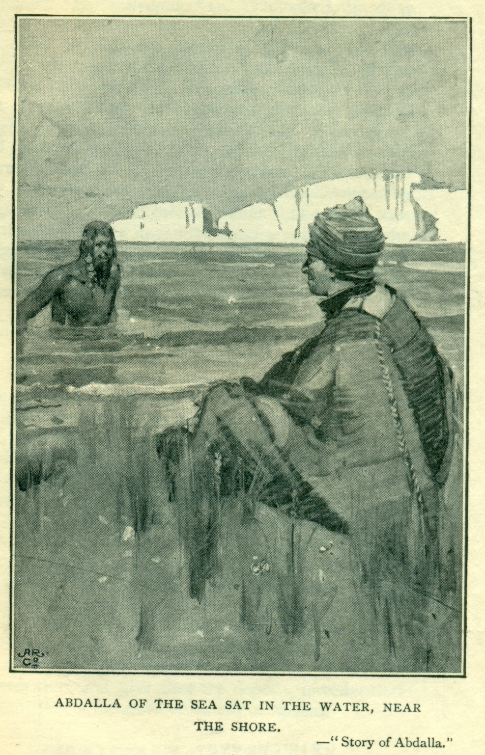 Abdalla of the sea sat in the water, near the shore by Frank Brangwyn