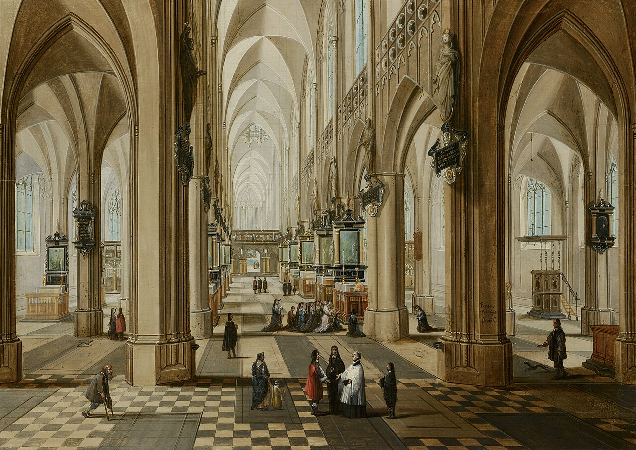 Interior of the Onze Lieve Vrouwekerk in Antwerp by Frans Francken III