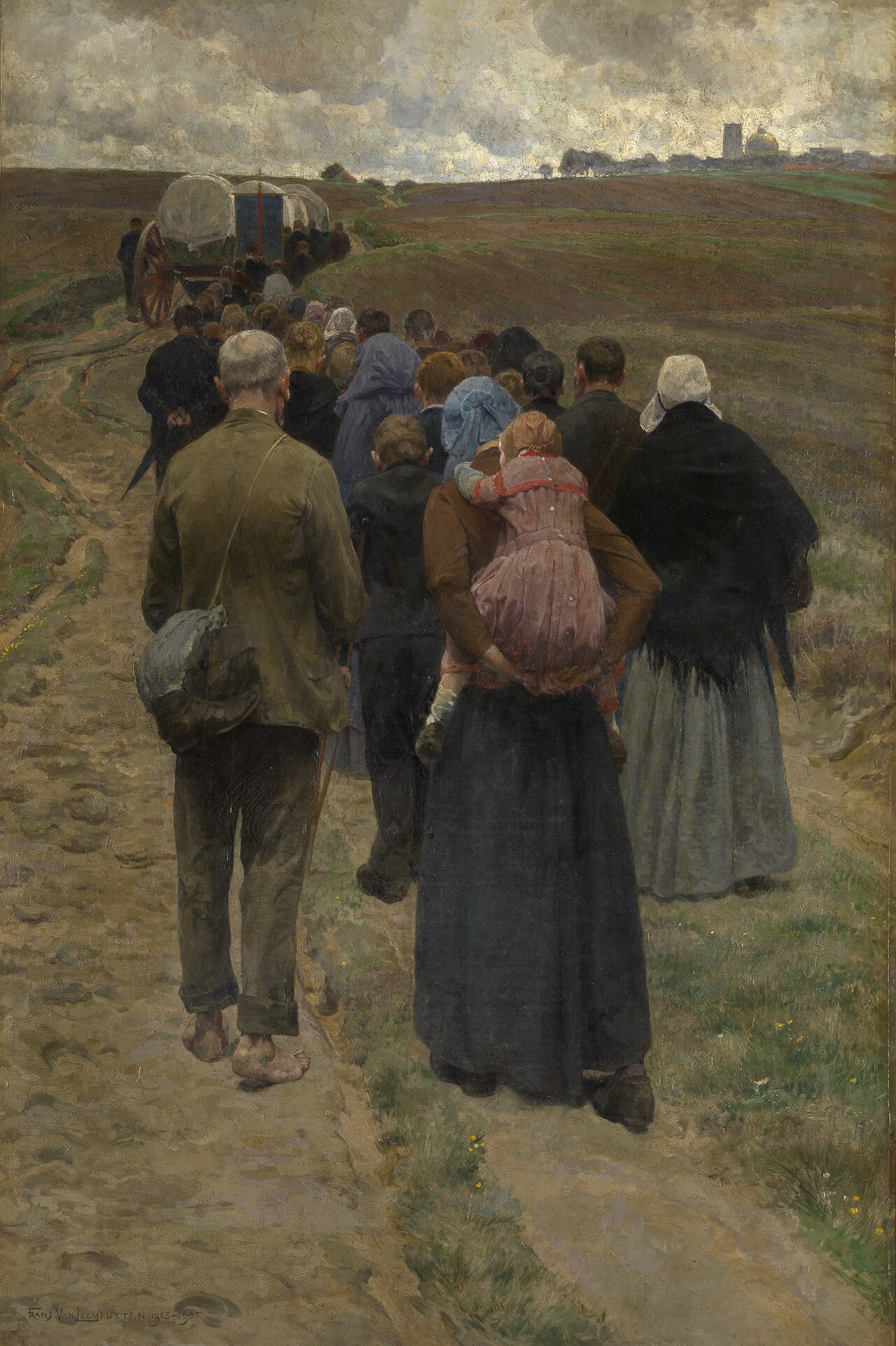 Candle procession in Scherpenheuvel (right panel} - Pilgrims arrive at the church by Frans van Leemputten