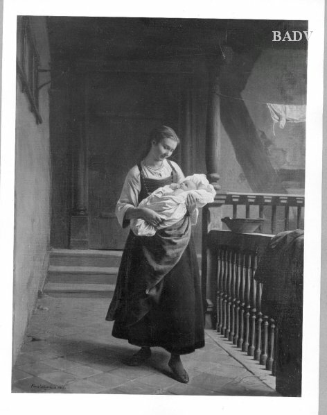 young mother with her child by Franz Meyerheim