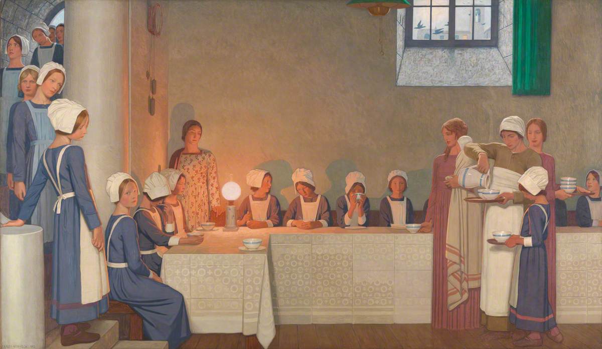 Orphan Girls Entering the Refectory of a Hospital by Frederick Cayley Robinson
