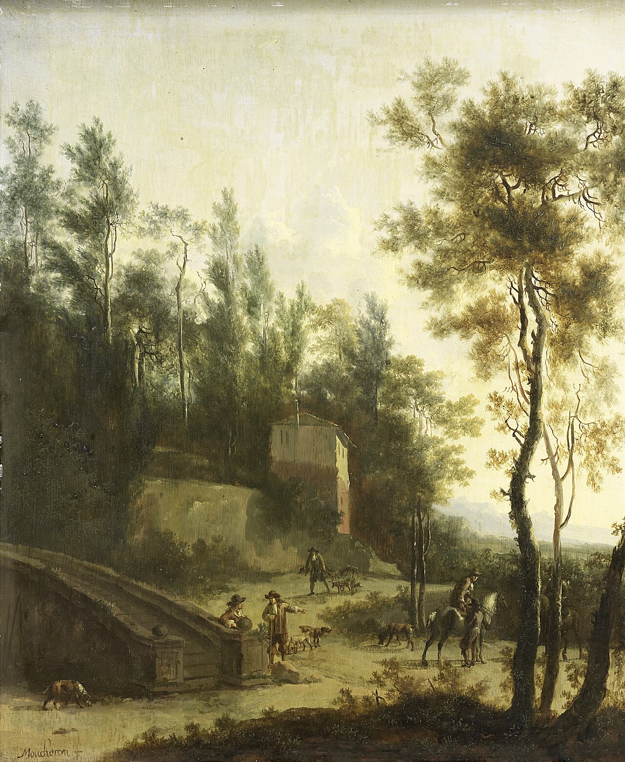 Italian landscape with hunters by Frederik de Moucheron