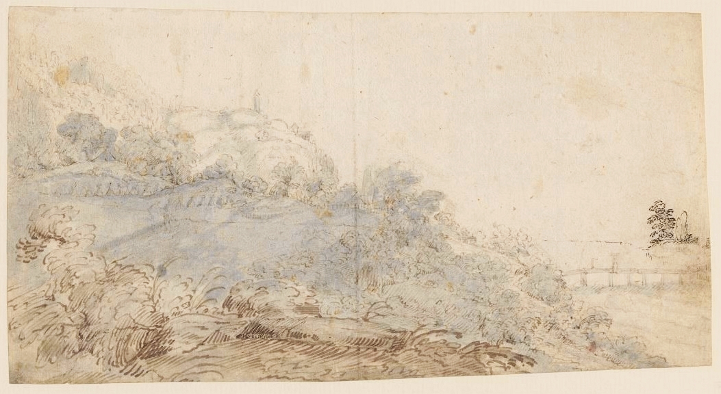 Fields on a mountainside by Frederik van Valckenborch by Frederik van Valckenborch