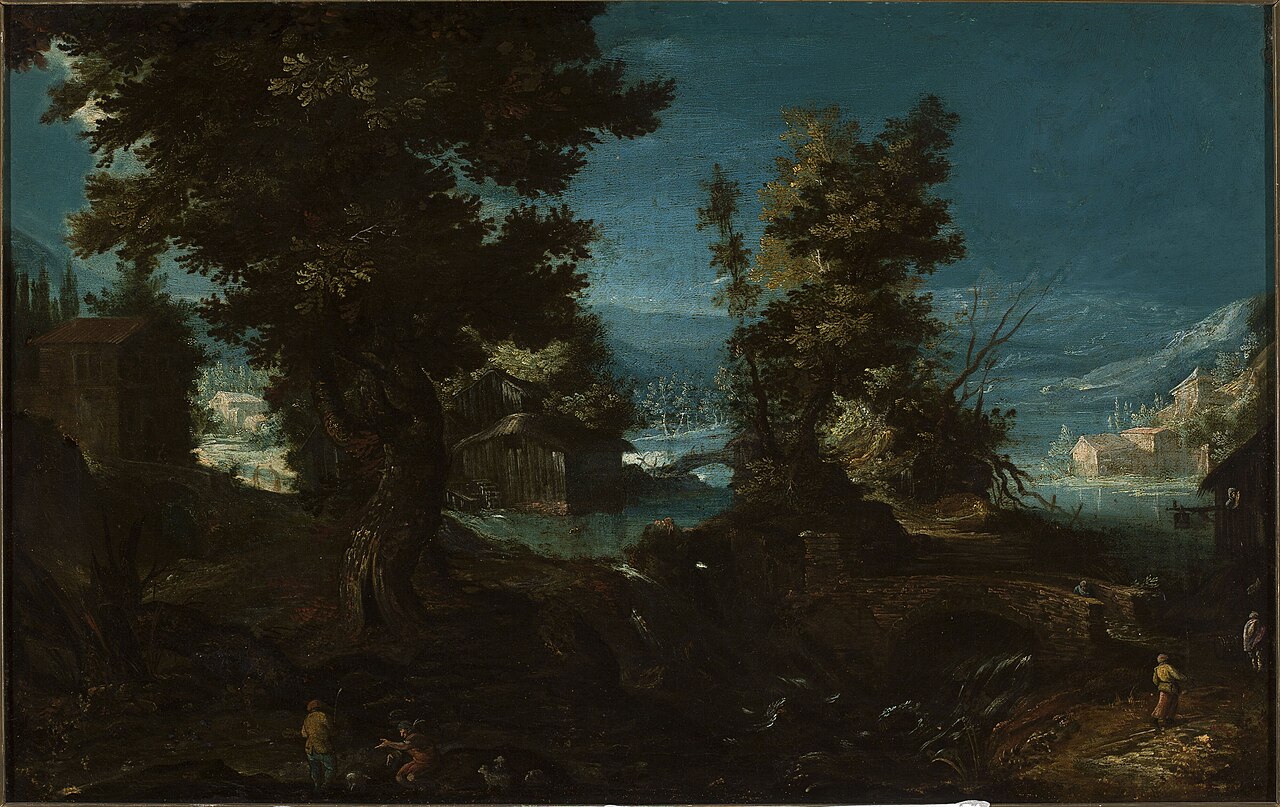 Landscape with a river and trees. by Frederik van Valckenborch