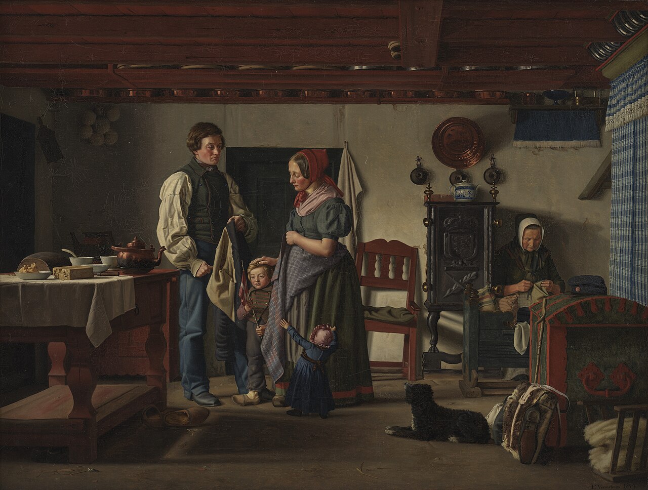 Reservesoldatens afsked med sin familie by Frederik Vermehren