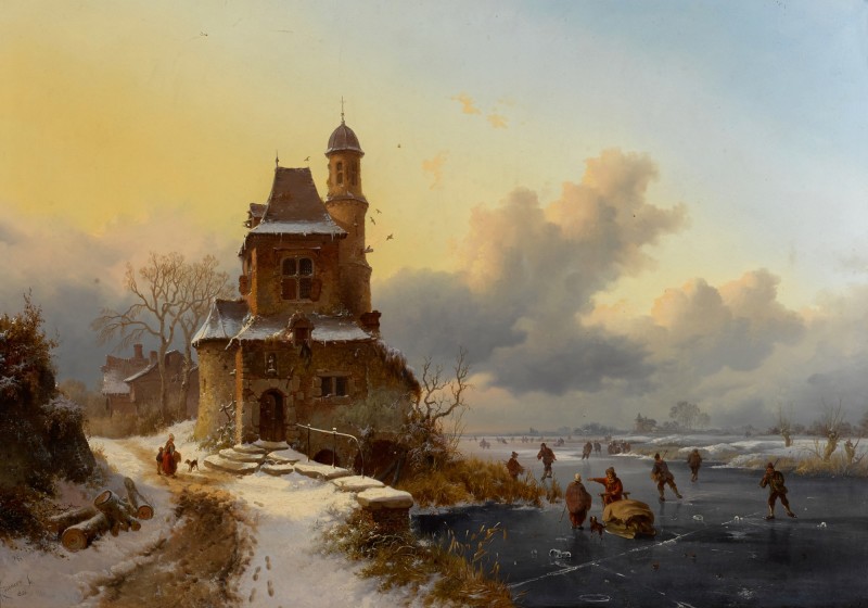 Winter Landscape With Skaters by Fredrik Marinus Kruseman