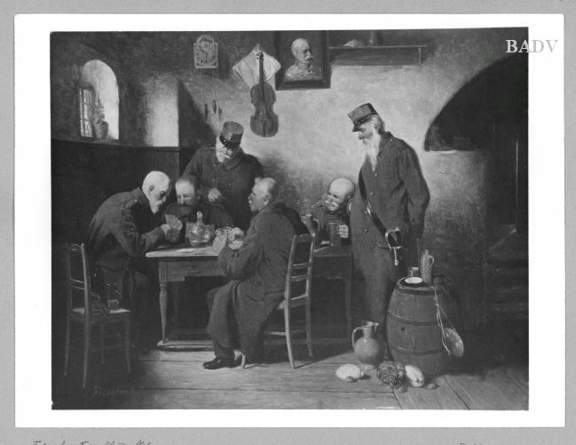 Soldiers playing card in an inn by Friedrich Friedländer