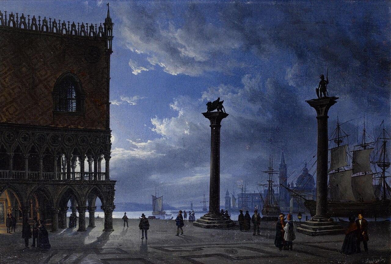 Piazza San Marco in the Moonlight by Friedrich Nerly