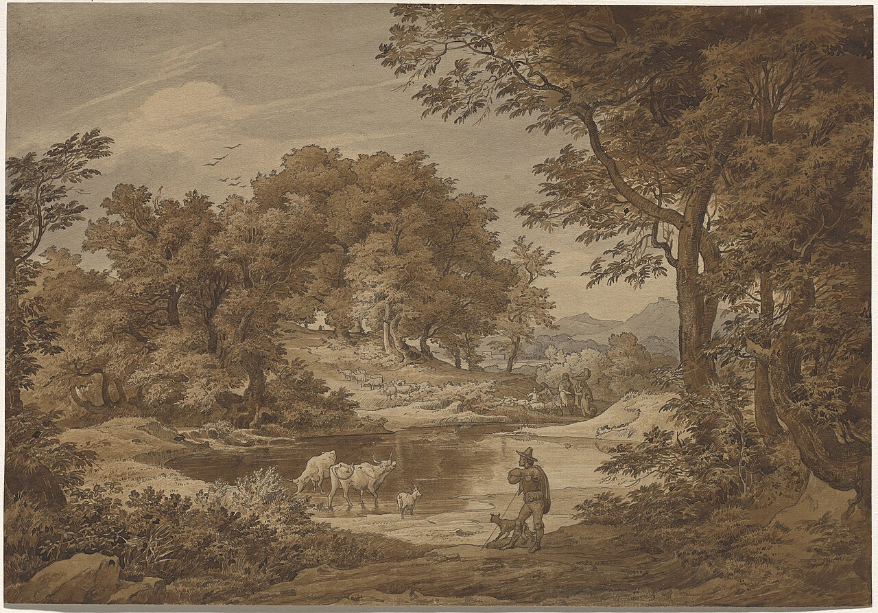 An Italianate Landscape with Shepherds by Friedrich Preller the Elder